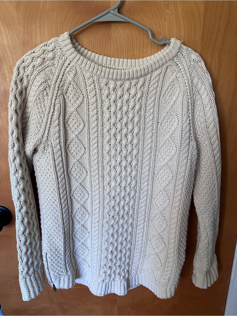 L.L. Bean Cream Cable Knit Crewneck Sweater